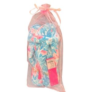 NWT Lilly Pulitzer Bondi Blue My Little Peony Slippers, Size 9/10